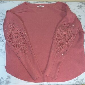 Vila Milano Romantic Mauve Sweater with Elbow embellishments in medium